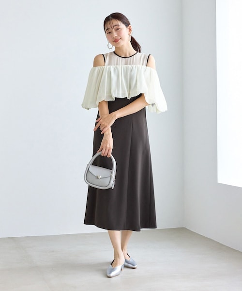 ROPE' PICNIC(ロペピクニック)の「【Mon E’toile/モンエトワール】バルーンビスチェセットワンピース/マルチWAY(ドレス・レディース・チャコール/ダークブラウン/ベージュ・M/S)」の9枚目の写真