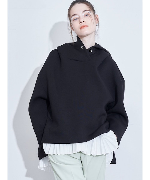 ELENDEEK（エレンディーク）の「ASYMME HEM BL HOODED W JERSEY（Tシャツ/カットソー・レディース・ホワイト/オフホワイト/ライトグレー/ブラック・F）」の4枚目の写真