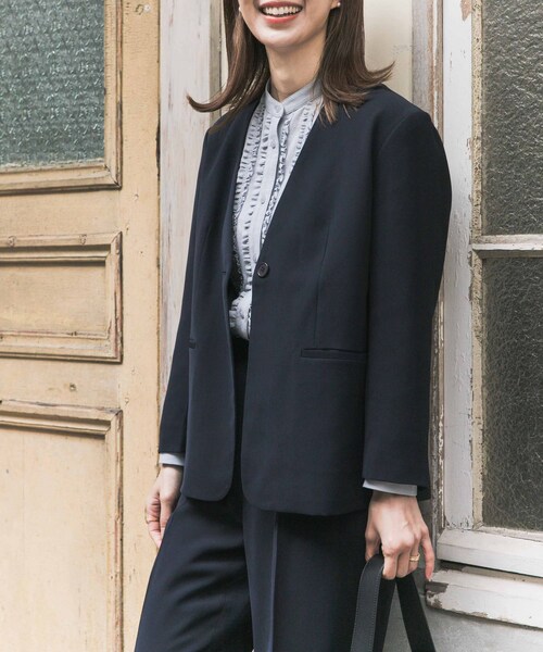 URBAN RESEARCH DOORS（アーバンリサーチドアーズ）の「ノーカラージャケット（その他アウター・レディース・NAVY/BLACK・Free）」の3枚目の写真