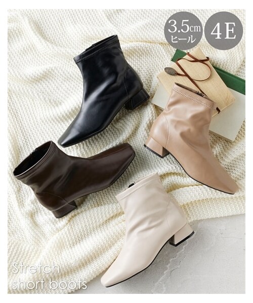 nissen（ニッセン）の「【ゆったり幅広】ストレッチショートブーツ（低反発中敷）（ワイズ４Ｅ）（ブーツ・メンズ・黒/ダークブラウン/アイボリー・M=23.0~23.5cm/4E/L=24.0~24.5cm/4E/LL=25.0~25.5cm/4E/3L=26.0~26.5cm/4E）」の6枚目の写真
