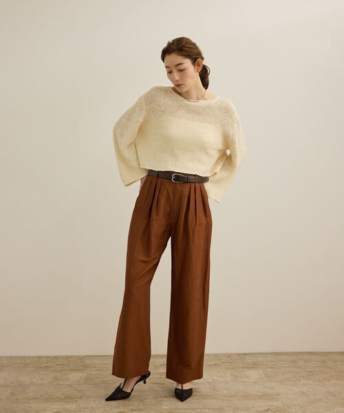 ROPE'（ロペ）の「【洗える】スラブリネン ボートネックプルオーバー（ニット/セーター・レディース・ホワイト/ベージュ/ターコイズ・F）」の11枚目の写真