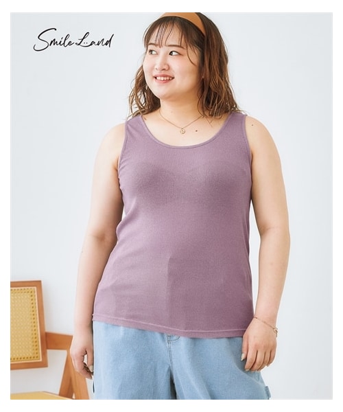 nissen（ニッセン）の「＜大きいサイズ＞ ラメテレコタンクトップ（キャミソール・レディース・ラベンダー×シルバーラメ/ライトグレー×シルバーラメ/黒×ゴールドラメ/ベージュ×シルバーラメ/杢グレー×シルバーラメ・L/LL/3L/4L/5L/6L/8L/10L）」の9枚目の写真