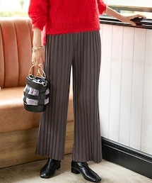 nissen | 大きいサイズ フェイクスウェードプリーツパンツ（ゆったりヒップ）(パンツ)