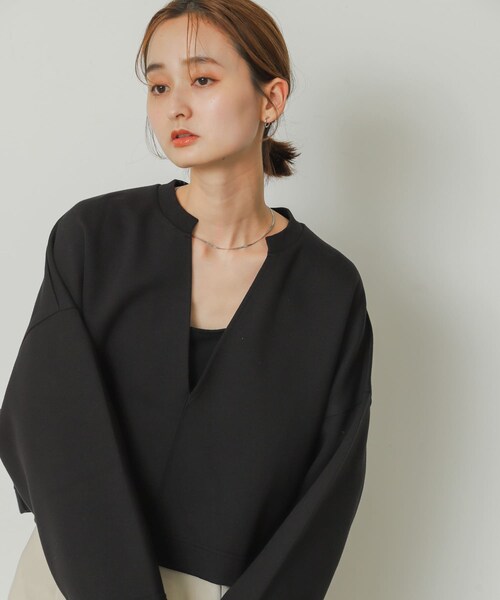 SENSE OF PLACE by URBAN RESEARCH(センスオブプレイスバイアーバンリサーチ)の「Vネッククロップドトップ(Tシャツ/カットソー・レディース・IVORY/PURPLE/BLACK・one)」の18枚目の写真