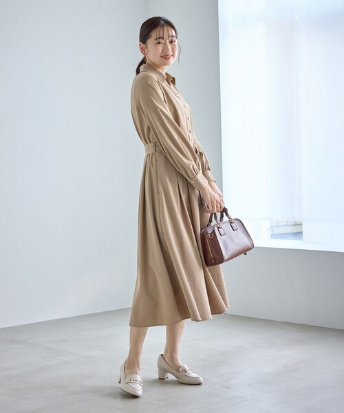 ROPE' PICNIC（ロペピクニック）の「リボンシャツワンピース（シャツワンピース・レディース・ベージュ/ネイビー・L/M/S）」の8枚目の写真