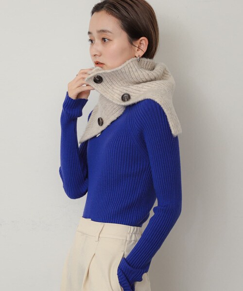 SENSE OF PLACE by URBAN RESEARCH（センスオブプレイスバイアーバンリサーチ）の「サイドスリットウォーマー（ネックウォーマー/スヌード・レディース・CHARCOAL/IVORY・one）」の6枚目の写真