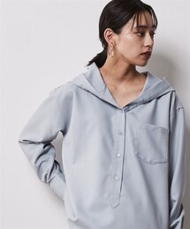 nissen | 大きいサイズ フーディシャツチュニック シックスタイル(シャツ/ブラウス)