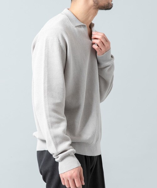 URBAN RESEARCH ROSSO（アーバンリサーチロッソ）の「『WEB限定』変形カノコスキッパーニットポロ（ニット/セーター・メンズ・BLACK/NAVY/LIGHT GRAY・M/L）」の21枚目の写真
