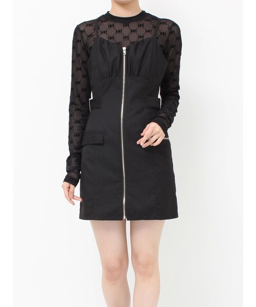 MURUA（ムルーア）の「フロントZIPミニジャンスカ（ジャンパースカート・レディース・ブラック/ブラウン・F）」の3枚目の写真