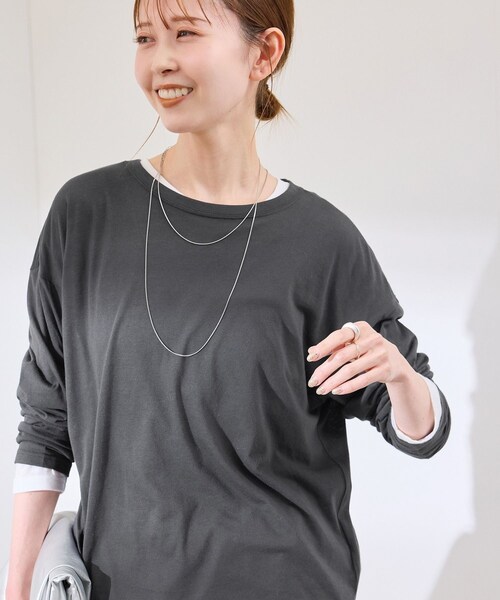 ROPE' PICNIC(ロペピクニック)の「シアーロングTシャツ(Tシャツ/カットソー・レディース・チャコール/ライトグレー/ホワイト/ピンク・38)」の8枚目の写真
