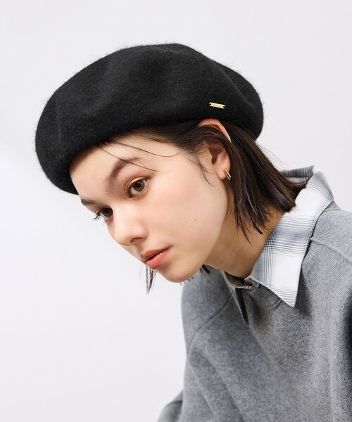 ROPE' PICNIC（ロペピクニック）の「ウールフェルトベレー帽/リンクコーデ（ハンチング/ベレー帽・レディース・ブラック/ライトグレー・F）」の4枚目の写真