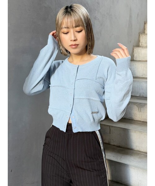 MURUA（ムルーア）の「スウィッチングカーデ（カーディガン/ボレロ・レディース・グレー/ブラック/アイスブルー・F）」の6枚目の写真