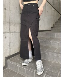 デニムフロントオープンロングスカート