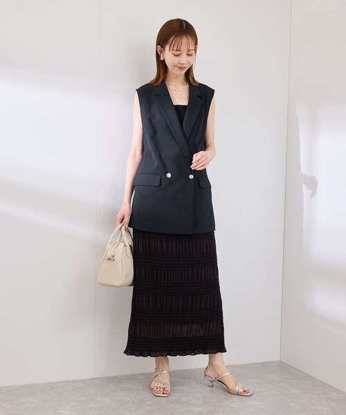 ROPE' PICNIC(ロペピクニック)の「カナパ スリーブレスジレ/セットアップ対応・UV・抗菌防臭・接触冷感(ベスト・レディース・ベージュ/グリーン系/ネイビー・38)」の16枚目の写真
