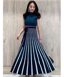 MERCURYDUO | チェンジリブ配色ニットワンピース(ワンピース)