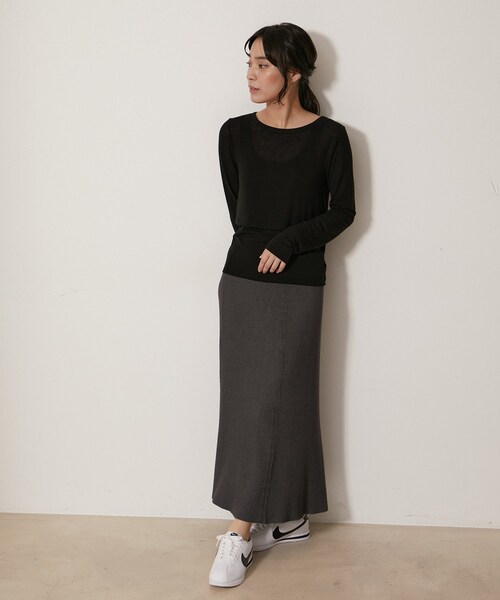 NERGY（ナージー）の「【SET】カシミアシルクレイヤードトップス（アンサンブル・レディース・ブラック/オフホワイト/ラベンダー/オレンジ・F）」の9枚目の写真