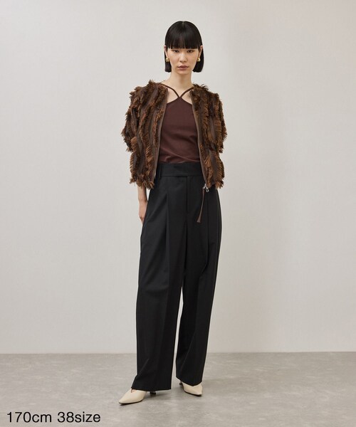 ADAM ET ROPE'(アダムエロペ)の「TWトロチェックスラックス/防シワ(スラックス・レディース・ブラック/グレー系/ブラウン系・36/38)」の9枚目の写真