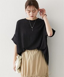 nissen | 楊柳カットソージャガードゆるシルエット5分袖ドルマンプルオーバー(Tシャツ/カットソー)