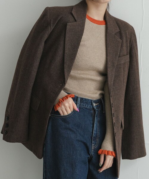 URBAN RESEARCH Sonny Label（アーバンリサーチサニーレーベル）の「静電防止フリルクルーネックリブニットプルオーバー（ニット/セーター・レディース・IVOxNVY/CCLxOFF/BRNxMNT/BEGxORG・Free）」の4枚目の写真