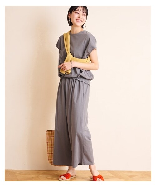 nissen（ニッセン）の「大きいサイズカットソーデザインセットアップ（Tシャツ/カットソー・レディース・アクアブルー/モスカーキ/スティールグレー/黒・L/LL/3L/4L/5L/6L/8L/10L）」の13枚目の写真