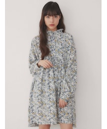 merry jenny | flowerフリルスタンドカラーミニワンピース(ワンピース)