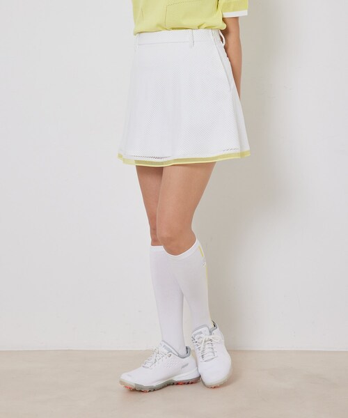 ROPE'（ロペ）の「【UV】【接触冷感】【防透】チェッカーレースフレアスカート（スカート・レディース・ブラック/ライトグリーン/イエロー・L/M/S/XS）」の13枚目の写真