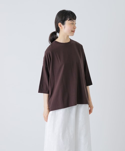 かぐれ（カグレ）の「ワイド6分袖プルオーバー（Tシャツ/カットソー・レディース・OFF/INK BLACK/GREGE/BROWN・Free）」の4枚目の写真