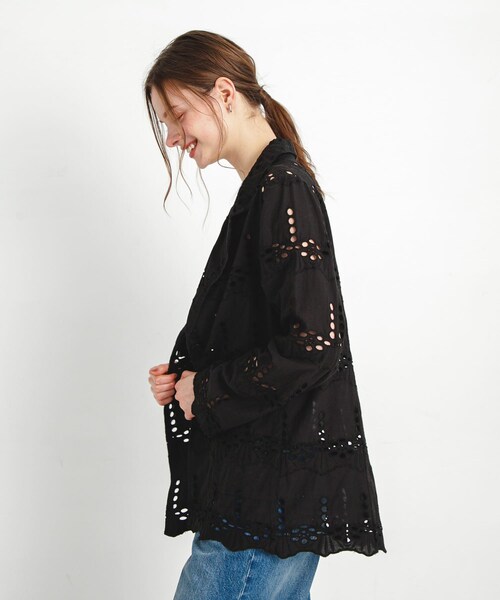 URBAN RESEARCH Sonny Label（アーバンリサーチサニーレーベル）の「コットンレースジャケット（テーラードジャケット・レディース・ブラック/オフ・FREE）」の16枚目の写真