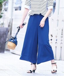 nissen | 大きいサイズ 風なびくエアリーシフォンスカート見えワイドパンツ（ゆったりヒップ）(パンツ)