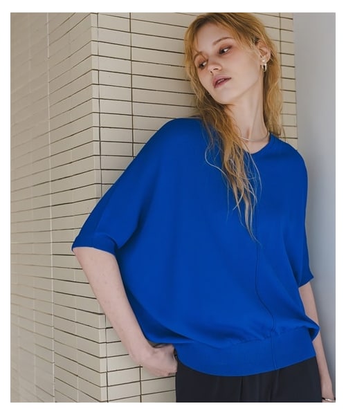 nissen（ニッセン）の「【アイスクリーンプレミアム】Vネックドルマンニットトップス（持続冷感・接触冷感・毛玉になりにくい・UVカット・洗濯機で洗える・遮熱）＜大きいサイズ有＞（ニット/セーター・レディース・ブラック/杢グレー/モカベージュ/ビビットブルー・S~M相当/L~LL相当/3L~4L相当/5L~6L相当/8L相当/10L相当）」の21枚目の写真