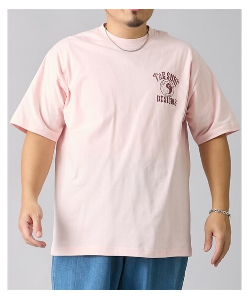 nissen（ニッセン）の「綿100％バックプリント半袖Tシャツ（トライバル×ハイビスカス柄）　T＆C　【大きいサイズ】（Tシャツ/カットソー・メンズ・08ブラック/20ネイビー/19ピンク・3L/4L/5L/6L）」の3枚目の写真