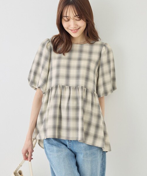 ROPE' PICNIC(ロペピクニック)の「【ベストヒット】細見えバルーンペプラムブラウス(シャツ/ブラウス・レディース・ブラック/キナリ/キナリ系/サックス/ダークブラウン・F)」の20枚目の写真