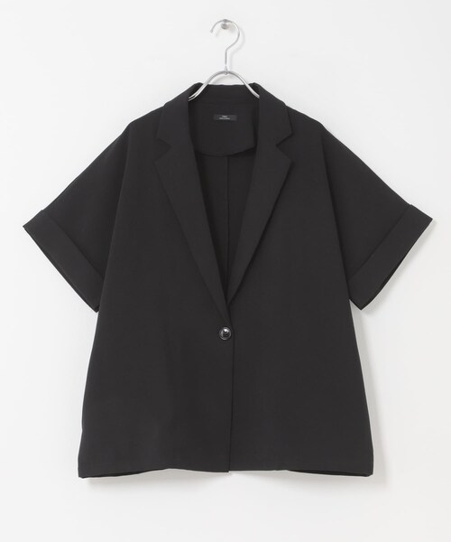 ITEMS URBANRESEARCH(アイテムズ アーバンリサーチ)の「『イージーケア/接触冷感/UVカット』SMOOTH LINEN TOUCH 半袖ジャケット(テーラードジャケット・レディース・OFF/BLK・Free)」の16枚目の写真