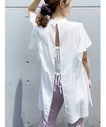 MERCURYDUO | バックリボンラッフルスリーブチュニックブラウス(シャツ/ブラウス)