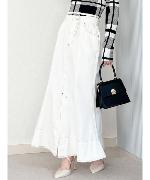 RESEXXY（リゼクシー）の「ウエストデザインマーメイドデニムスカート（デニムスカート・レディース・アイスブルー/ホワイト/インディゴ・S/M）」の5枚目の写真