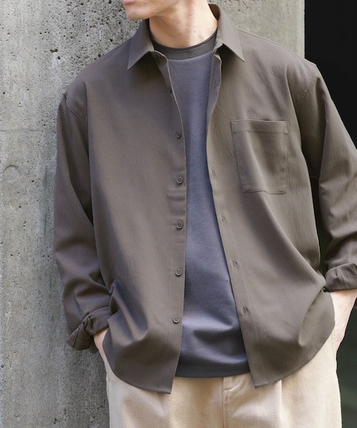 ITEMS URBANRESEARCH(アイテムズ アーバンリサーチ)の「ヨウリュウレギュラーカラー長袖シャツ(シャツ/ブラウス・メンズ・BLK/NVY/OLV/D.GRAY・M/L)」の3枚目の写真