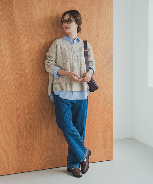 URBAN RESEARCH DOORS（アーバンリサーチドアーズ）の「ハミルトンウールアラン柄プルオ-バー（ニット/セーター・レディース・L/BEG/PURPLE/NAVY・M）」の11枚目の写真