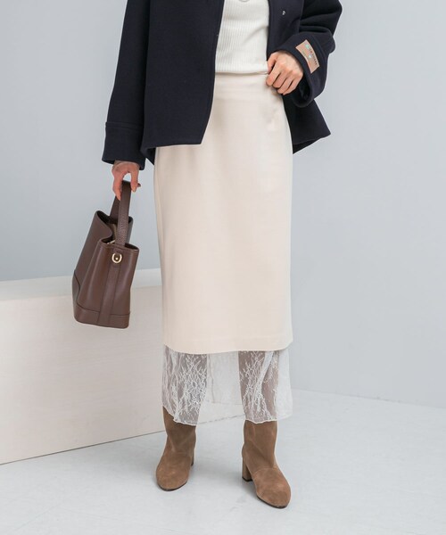 URBAN RESEARCH ROSSO（アーバンリサーチロッソ）の「レースレイヤードミディスカート（スカート・レディース・IVORY/BLACK・36/38）」の7枚目の写真