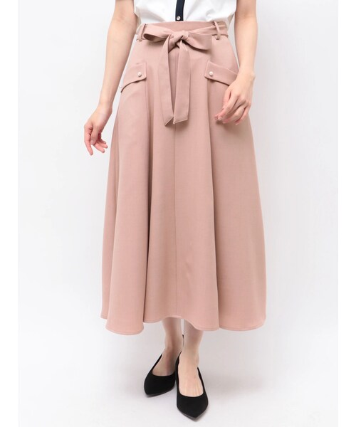 TONAL（トーナル）の「マルチセットベルト付フラップフレアスカート（スカート・レディース・グレー/ピンク/ネイビー/ブラウン/ベージュ・S/M）」の9枚目の写真