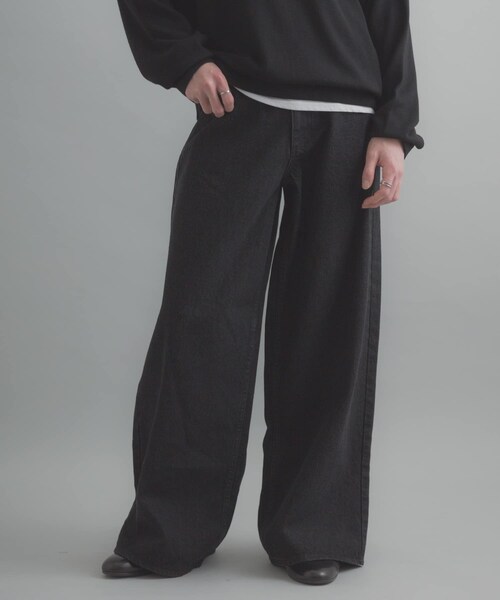 SENSE OF PLACE by URBAN RESEARCH（センスオブプレイスバイアーバンリサーチ）の「『一部WEB限定カラー』『ユニセックス』ヴィンテージライクデニムワイドパンツ（デニムパンツ・メンズ・BLACK/D.INDIGO/L.KHAKI/OW BLACK/ONE WASH・M/L/XL）」の21枚目の写真