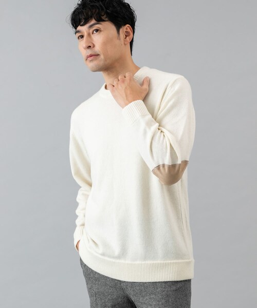 URBAN RESEARCH ROSSO（アーバンリサーチロッソ）の「『XLサイズあり』ハミルトンラムズウールエルボーパッチニット（ニット/セーター・メンズ・BLACK/BEIGE/GREIGE/NAVY/BLUE/WHITE/CHARCOAL・S/M/L/XL）」の9枚目の写真