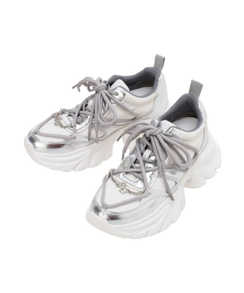 GYDA(ジェイダ)の「GG chain twist cord laceインソールスニーカー(スニーカー・レディース・オフホワイト/ブラック・S/M/L)」の1枚目の写真