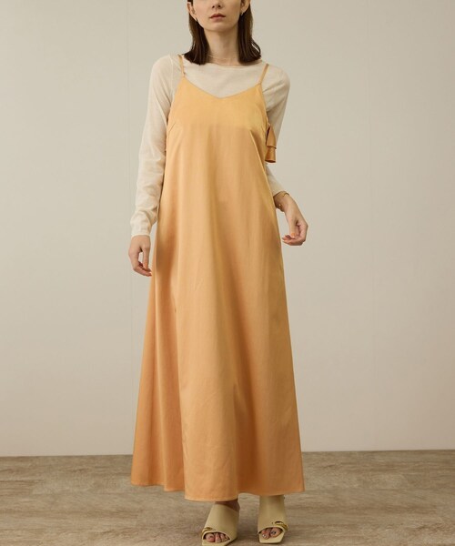 ROPE'（ロペ）の「【洗える】シャイニーサテンキャミワンピース（ドレス・レディース・オフホワイト/オレンジ・F）」の17枚目の写真
