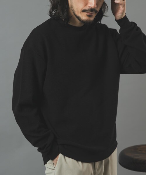 ITEMS URBANRESEARCH(アイテムズ アーバンリサーチ)の「ワッフルロングスリーブカットソー(Tシャツ/カットソー・メンズ・OLV STRIPE/BLACK/WHITE/NVY STRIPE・M/L)」の12枚目の写真