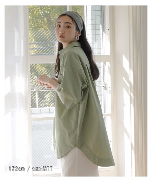 nissen（ニッセン）の「【Essenave】オーバーサイズ半袖シャツ（シャツ/ブラウス・レディース・サックス/ライトグリーン・MTT・LTT/LLTT・3LTT/4LTT・5LTT）」の3枚目の写真