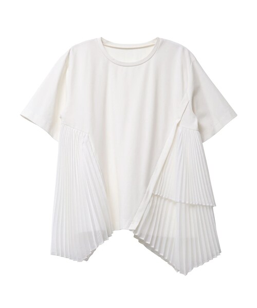 ELENDEEK（エレンディーク）の「PLEAT DOCKING CS（Tシャツ/カットソー・レディース・オフホワイト/ブラック/ベージュ・F）」の8枚目の写真