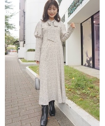 MERCURYDUO | ペイントドットパフスリーブボウタイワンピース(ワンピース)