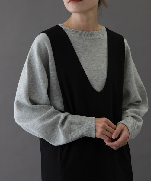 URBAN RESEARCH DOORS(アーバンリサーチドアーズ)の「FORK&SPOON ダブルフェイスクルーネックニット(ニット/セーター・レディース・OFF/TOP GRAY/BLUE・1)」の2枚目の写真