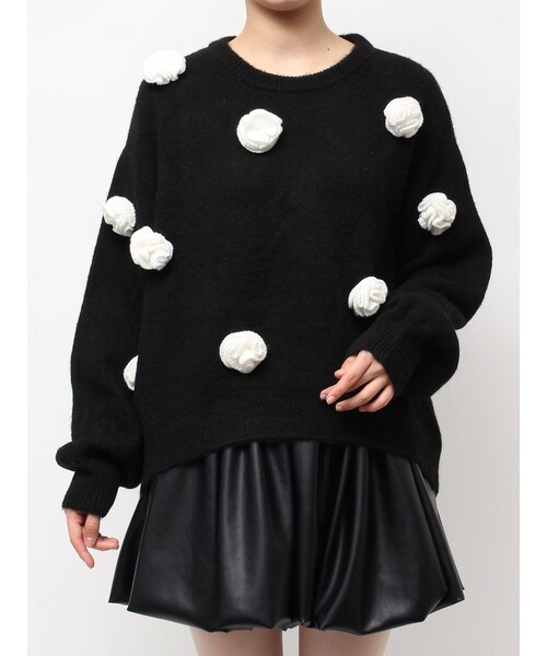 CALNAMUR（カルナムール）の「バラモチーフニット（ニット/セーター・レディース・ホワイト/ブラック/レッド/ブラウン・F）」の18枚目の写真