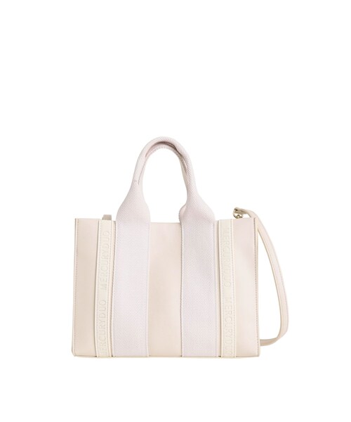 MERCURYDUO（マーキュリーデュオ）の「フェイクレザーロゴミニトートBAG（ハンドバッグ・レディース・ホワイト/ベビーピンク・F）」の3枚目の写真